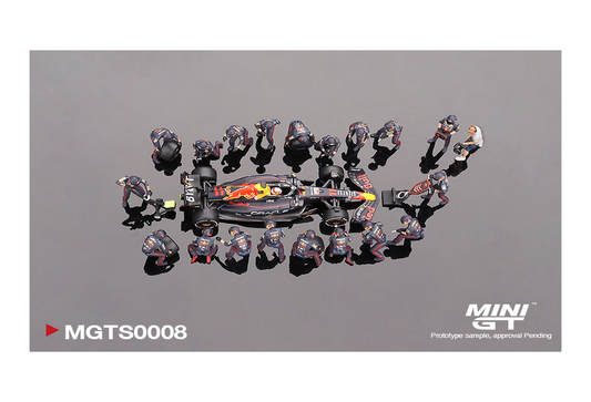 PREVENTA Mini GT 1:64 Oracle Red Bull Racing RB18 #11 S. Perez 2022 Abu Dhabi GP Pit Crew Set Limited Edition 5000 Set