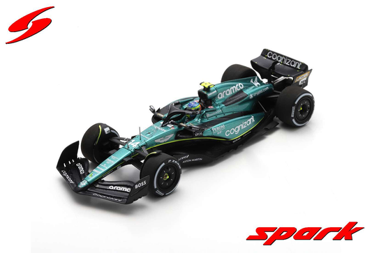 Preventa Spark 1:43 ASTON MARTIN - F1 AMR23 TEAM ARAMCO COGNIZANT N 14 SEASON 2023 FERNANDO ALONSO 3RD BAHRAIN GP 2023